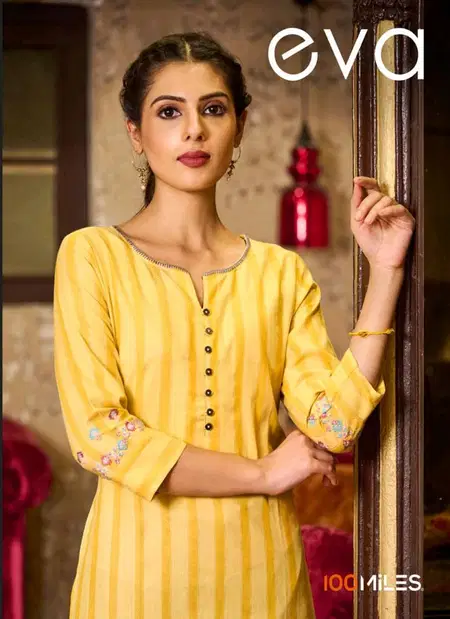 Eva By 100miles Pure Cotton Embroidery Work Online Kurti Wholesale