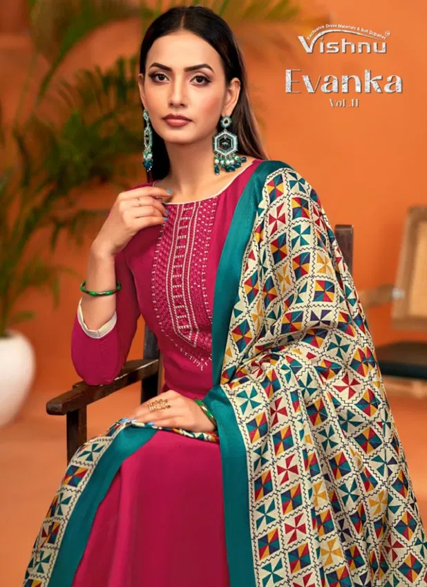 Evanka Vol 11 By Vishnu Roman Silk Designer Dress Material Exporters In India