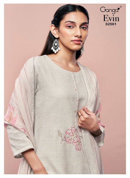 Evin 2561 Embroidery Cotton Linen Dress Material Wholesale Price In Surat Catalog