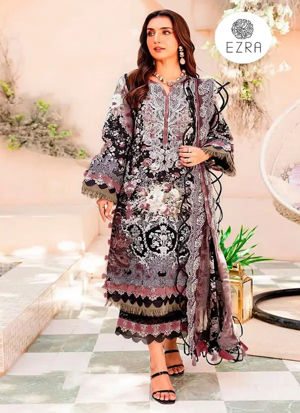 Ezra 1024 ABC Cotton Embroidery Patch Pakistani Dress Material Suppliers In India