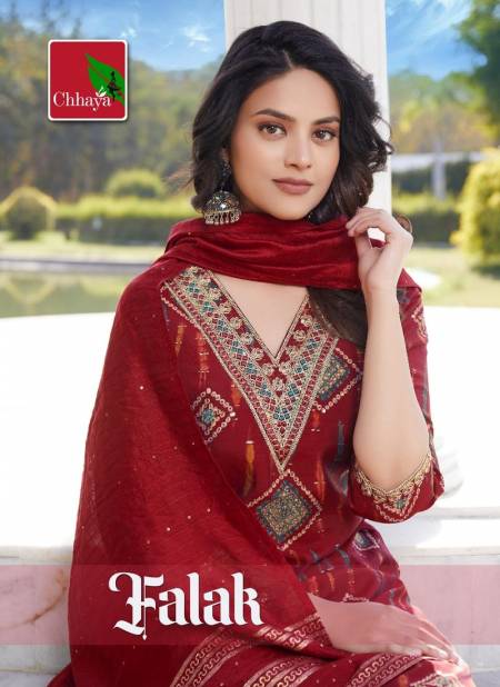 Falak By Chhaya Modal Silk V Neck Embroidery Kurti With Bottom Dupatta Wholesale Suppliers In India