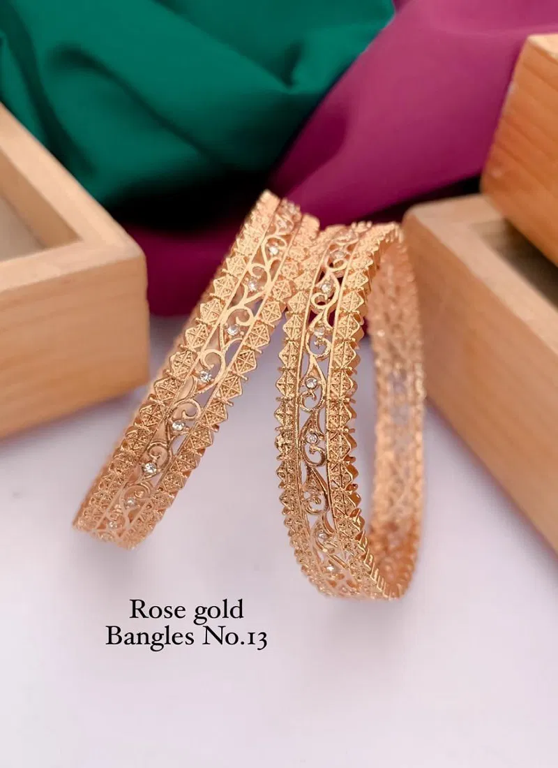  Fancy Design Rose Gold Bangles Set Wholesalers In Delhi
