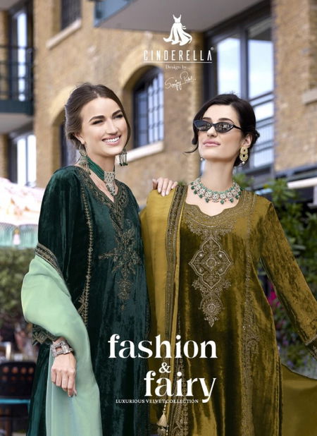 Fashion And Fairy By Cindrella Embroidery Velvet Slawar Kameez Wholesale Online Catalog