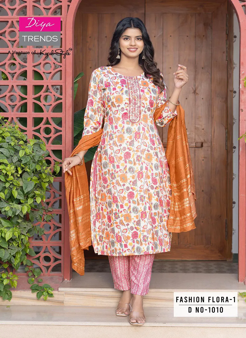 Fashion Flora Vol 1 By Diya Trends Fancy Kurti With Bottom Dupatta Wholesale Online Catalog