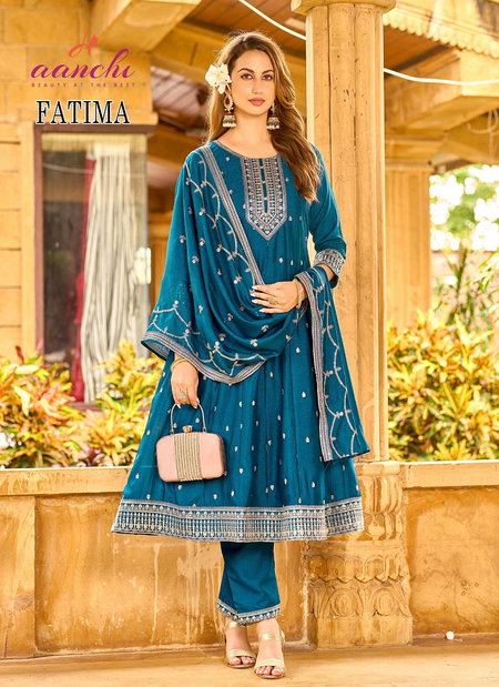 Fatima By Aanchi Vichitra Silk Online Anarkali Kurti With Bottom Dupatta Wholesale