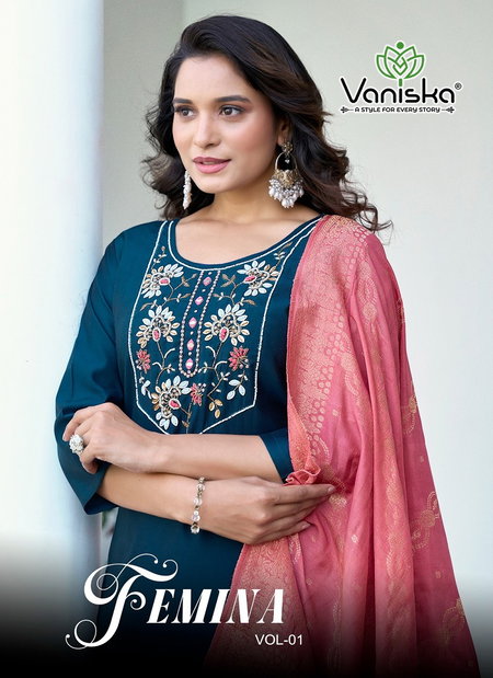 Femina Vol 1 By Vaniska Gadhwal Silk Kurti With Bottom Dupatta Wholesale Online