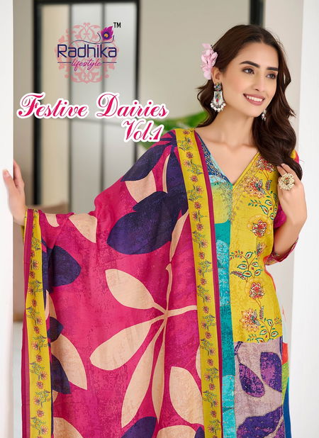 Festive Daries Vol 1 By Radhika Muslin Printed Readymade Suits Wholesale Price In Surat Catalog