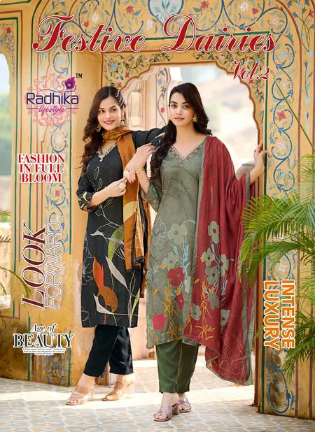 Festive Diaries Vol 2 By Radhika Shimmer Designer Kurti With Bottom Dupatta Suppliers In India Catalog