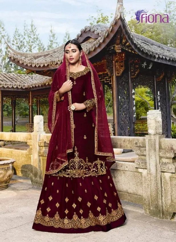 Fiona Velvet Exclusive Heavy Designer Wedding Wear Velvet Heavy Worked Sharara Suit Collection
