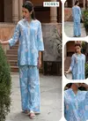 Fiorra SET0184 Sky Colour Designer Cotton Kurti With Bottom Orders In India