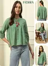 Fiorra TOP001 Green Printed Cotton Western Top Suppliers In India
