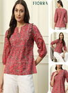 Fiorra TOP007 Pink Printed Cotton Western Top Wholesale Shop In Surat