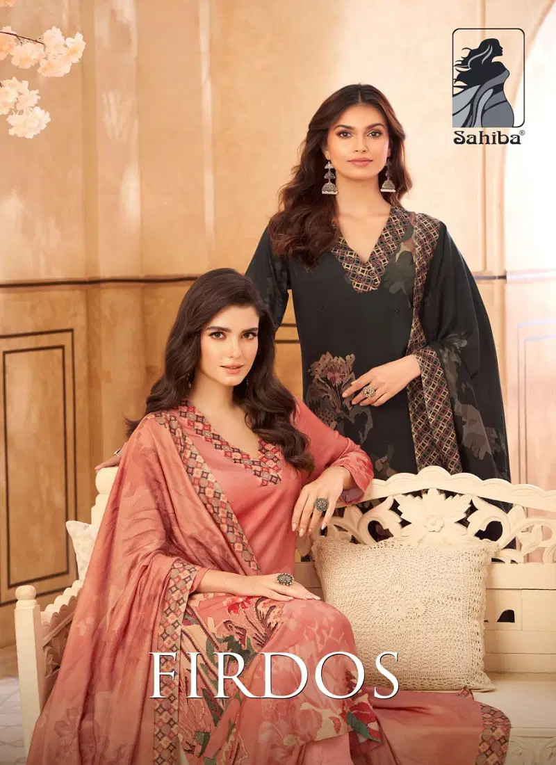 Firdos By Sahiba Muslin Silk Digital Printed Dress Material Orders In India Catalog