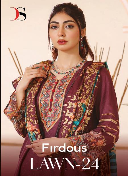 Firdous Lawn 24 By Deepsy Suits Embroidery Cotton Dupatta Pakistani Suits Wholesale Price In Surat