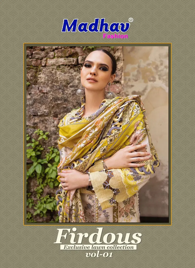 Firdous Vol 3 By Madhav Lawn Cotton Pakistani Dress Material Wholesale Online
 Catalog