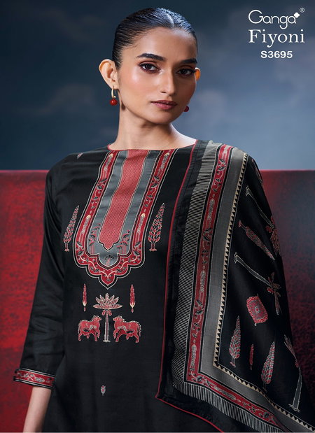 Fiyoni 3695 By Ganga Cotton Satin Designer Salwar Suit Wholesale Price In Surat

