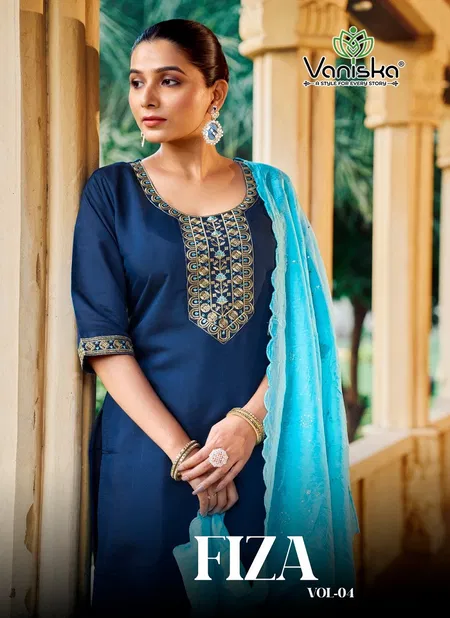 Fiza Vol 4 By Vaniska Roman Silk Kurti With Bottom Dupatta Exporters In India