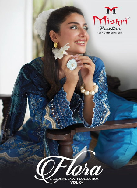 Flora 4 By Mishri Lawn Cotton Printed Wholesale Dress Material Suppliers In Mumbai