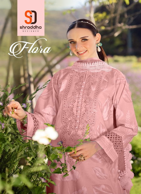 Flora Vol 01 By Shraddha Lawn Cotton Dupatta Pakistani Dress Material Exporters In India
