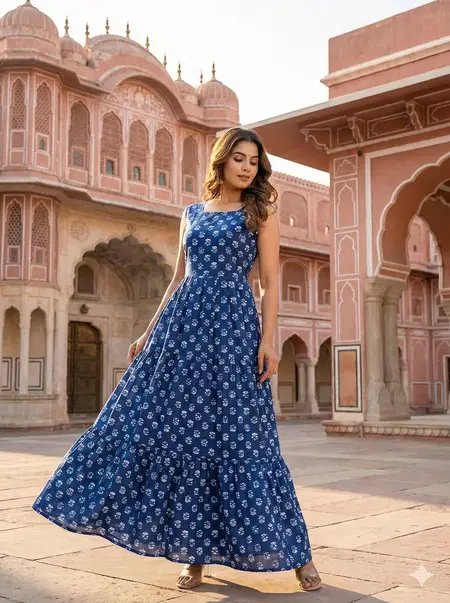 Floral 01 To 05 Designer Cotton Printed Sleeveless Maxi Dress Surat Wholesale Market