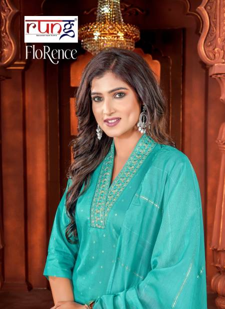 Florence By Rung  Buty Work Heavy Silk Designer Kurti With Bottom Dupatta Wholesale Price In Surat
 
