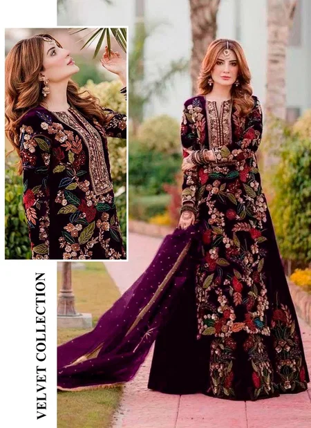 Florent 1017 A To D Winter Wear Velvet Pakistani Suits Wholesale Price In Surat
