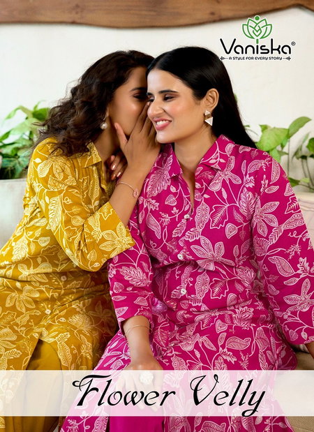 Flower Velly Vol 1 By Vaniska Aline Cut Surat Kurti With Bottom Wholesale Market