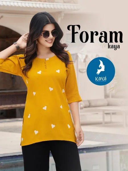 Foram By Kaya Rayon Fancy Printed Wholesale Western Ladies Top In India

