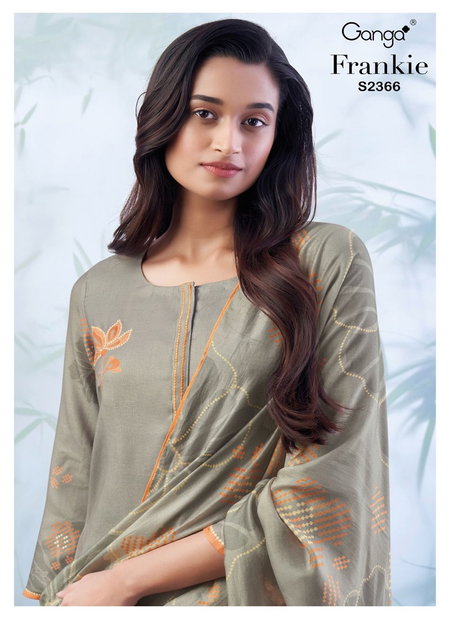Frankie 2366 By Ganga Heavy Bemberg Silk Printed Dress Material Wholesale Market In Surat