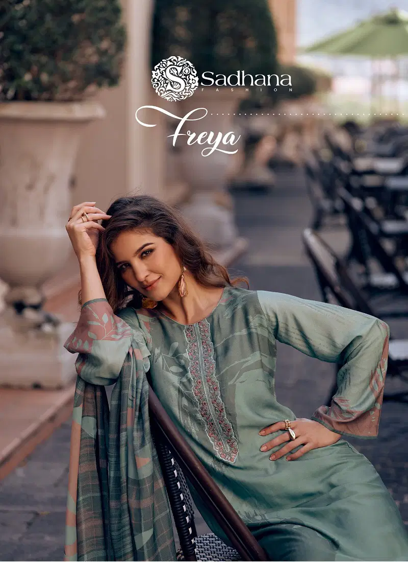 Freya By Sadhana Musline Silk Printed Dress Material Suppliers In India Catalog