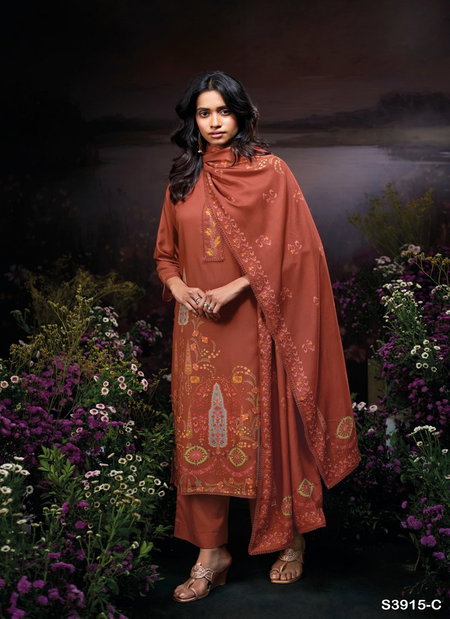 Fryruzie 3915 By Ganga Wool Pashmina Dress Materials Wholesale Market In Surat
