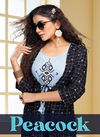 Ft Peacock Casual Wear Rayon Kurtis With Attached Jacket Collection
