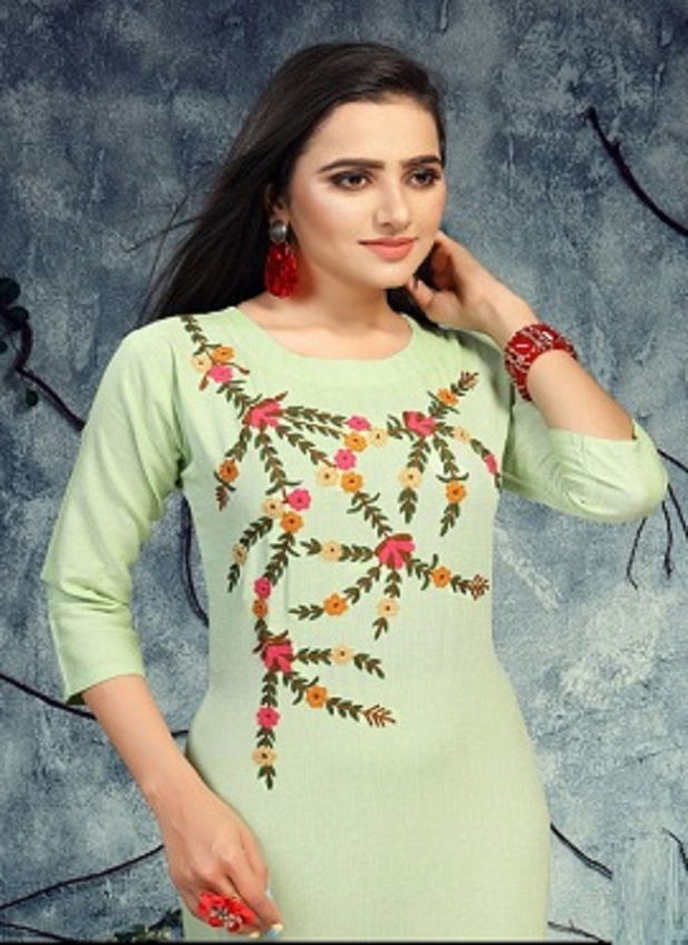 Ft Pinky Latest Fancy Designer Casual Wear Embroidery Designer Kurtis Collection
