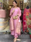 FVD Light Pink Romani Silk Embroidery Kurti With Bottom Dupatta Wholesale Shop In Surat