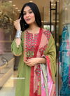 Fvd Pista Green Rayon Printed Kurti With Bottom Dupatta Wholesalers In Delhi