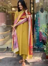 Fvd Yellow Rani Rayon Printed Kurti With Bottom Dupatta Exporters in India