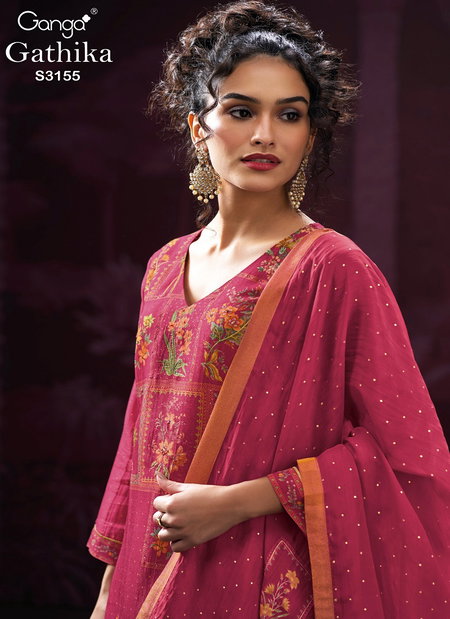 Gathika 3155 By Ganga Bemberg Titan Silk Designer Salwar Kameez Orders In India