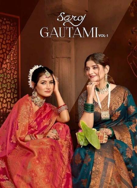 Gautami Vol 1 By Saroj Soft Khadi Organza Designer Sarees Wholesale Clothing Suppliers In India
 Catalog