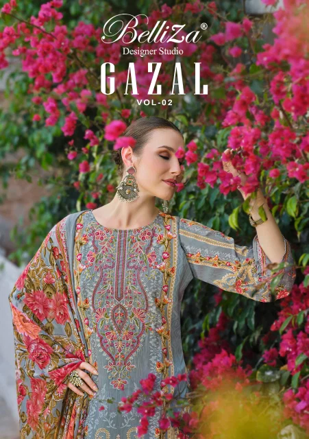 Gazal Vol 2 By Belliza Crepe Embroidery Dress Material Wholesale Price In Surat
