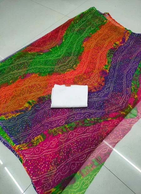 Gc Chiffon Bandhani Printed Saree Catalog