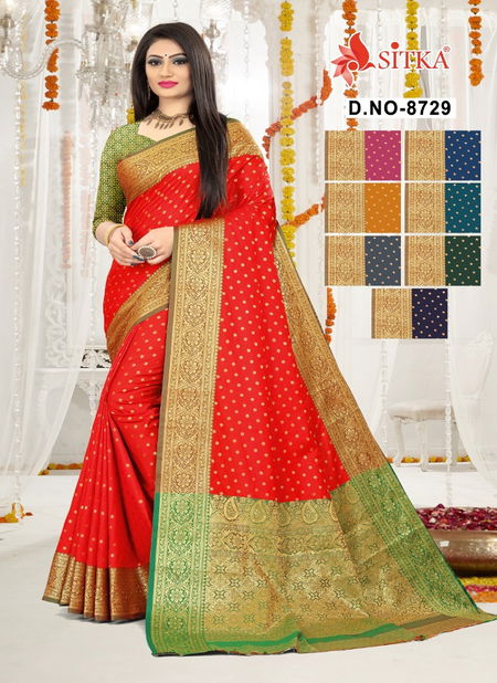 Geet 8729 Fancy Designer Festive Wear Cotton Silk Diamond Work Sarees Collection
 Catalog