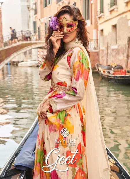 Geet By Sayuri Chinon Silk Embroidery Gown With Dupatta Wholesale Online