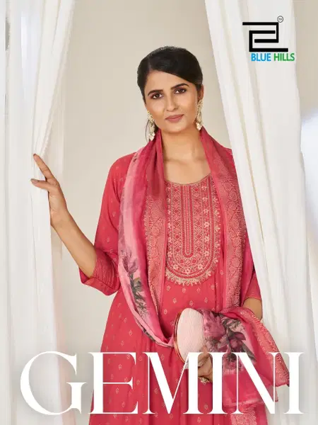 Gemini Blue Hills Rayon Foil Printed Anarkali Kurti Collections