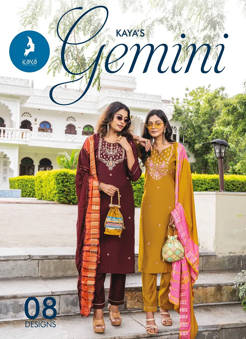 Gemini By Kaya Roman Silk Kurti With Bottom Dupatta Surat Wholesale Market Catalog