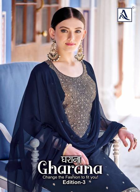 Gharana 3 By Alok Suit Dola Jacquard Designer Salwar Suits Wholesale Market In Surat Catalog