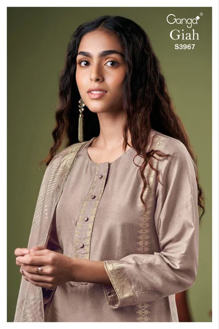 Giah 3967 By Ganga Tussar Silk Designer Salwar Suits Wholesale Market In Surat