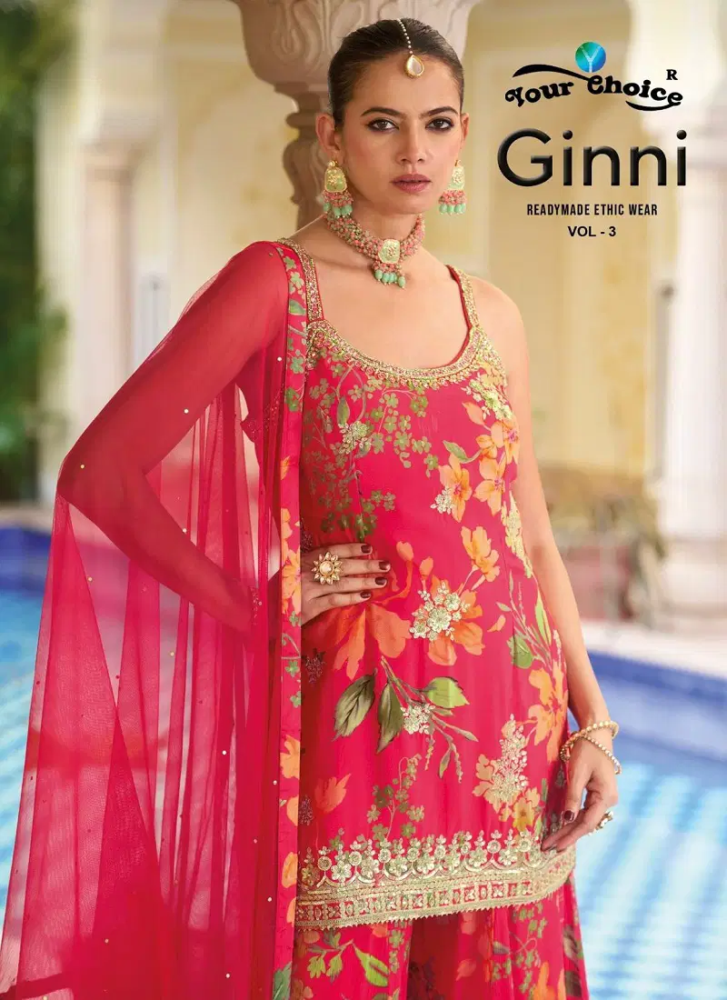 Ginni Vol 3 By Your Choice Chinon Designer Readymade Suits Wholesale Price Catalog