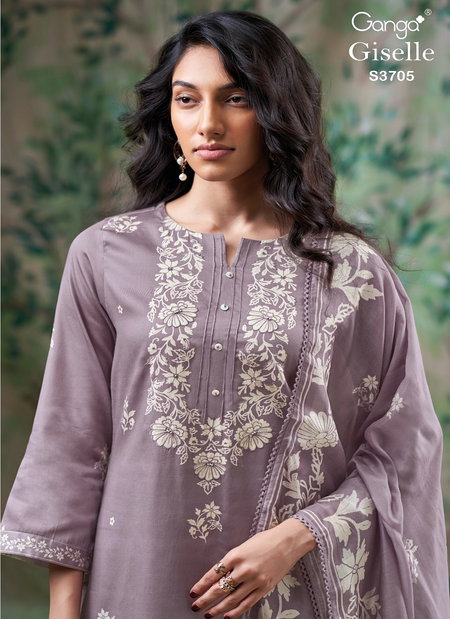 Giselle 3705 By Ganga Cotton Satin Surat Designer Salwar Suit Wholesale Market
