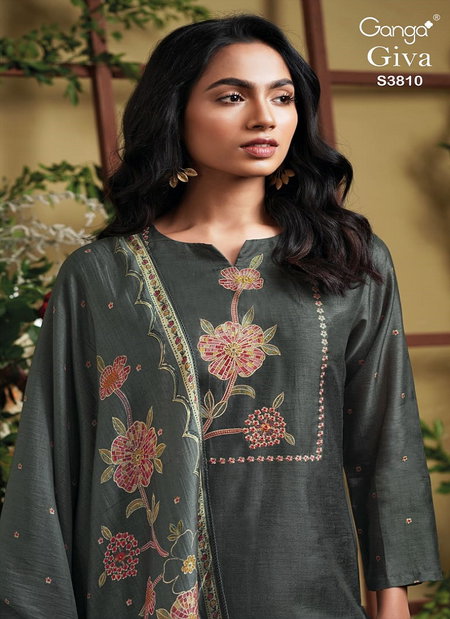 Giva 3810 By Ganga Bemberg Russian Silk Designer Salwar Kameez Orders In India