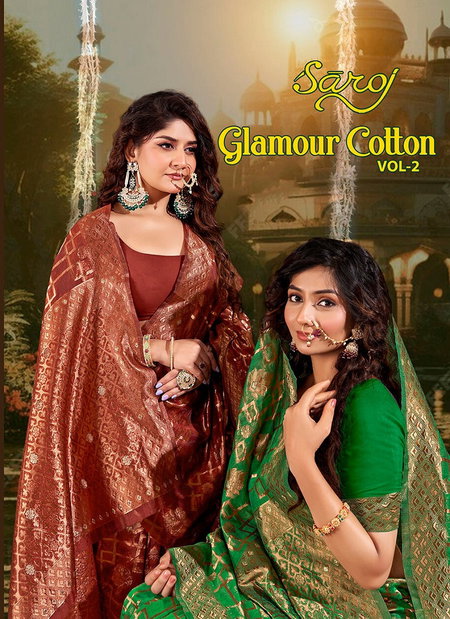 Glamour Cotton Vol 2 By Saroj Soft Cotton Rich Pallu Sarees Wholesale Market In Surat
